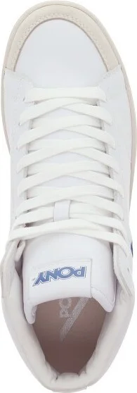 PONY Mens M-Pro High Genuine Leather and Suede Premium Lace Up Athletic Sneaker Shoe, White/Blue/Off White, Size - Image 2
