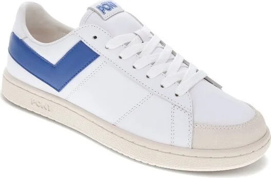 PONY Mens M-Pro Low Genuine Leather and Suede Premium Lace Up Athletic Sneaker Shoe, White/Blue/Off White, Size