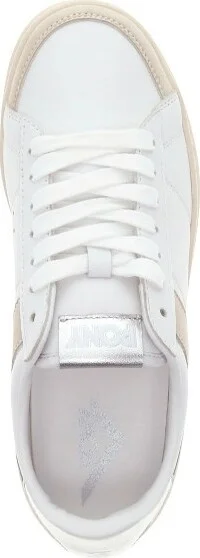 PONY Mens M-Pro Low Metallic Genuine Leather Premium Lace Up Athletic Sneaker Shoe, White/Silver, Size - Image 2