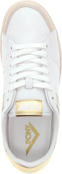 PONY Mens M-Pro Low Metallic Genuine Leather Premium Lace Up Athletic Sneaker Shoe, White/Silver, Size - Image 3