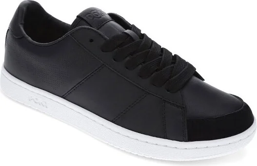 PONY Mens M-Pro Low Perf Genuine Leather and Suede Premium Lace Up Athletic Sneaker Shoe, Black/White, Size