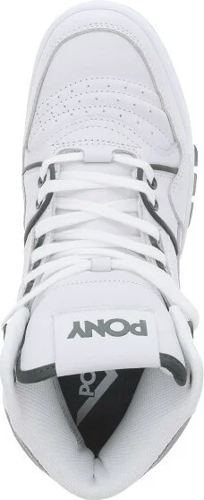 PONY Mens M100 Genuine Leather Premium Hightop Lace Up Athletic Sneaker Shoe, White, Size - Image 3