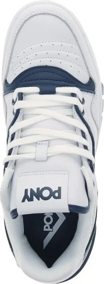 PONY Mens M100 Low Genuine Leather Premium Lace Up Athletic Sneaker Shoe, White/Navy, Size - Image 2