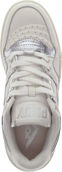 PONY Mens M100 Low Metallic Genuine Leather Premium Lace Up Athletic Sneaker Shoe, Snow White/Gold, Size - Image 2
