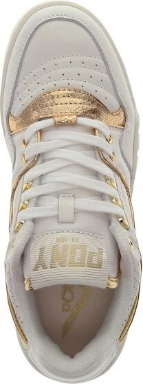 PONY Mens M100 Low Metallic Genuine Leather Premium Lace Up Athletic Sneaker Shoe, Snow White/Gold, Size - Image 3