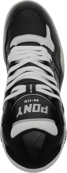 PONY Mens M110 Archive Genuine Leather Premium Lace Up Athletic Sneaker Shoe, Black/White, Size - Image 2