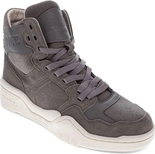 PONY Mens M110 Lux Genuine Leather and Suede Premium Lace Up Athletic Sneaker Shoe, Grey/Off White, Size