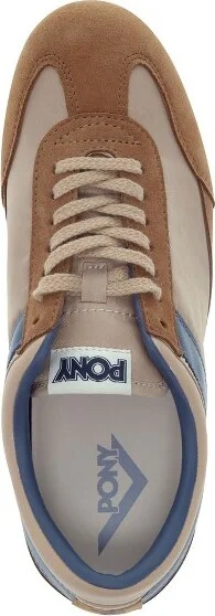 PONY Mens Racer Genuine Suede and Nylon Premium Lace Up Athletic Sneaker Shoe, Tan/Brown/Blue, Size - Image 3