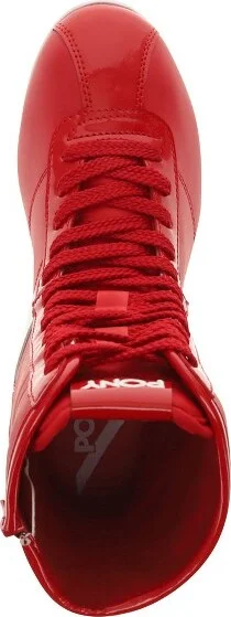 PONY Womens KO-80 High Patent Genuine Leather Premium Lace Up Athletic Sneaker Shoe, Red/White, Size - Image 2