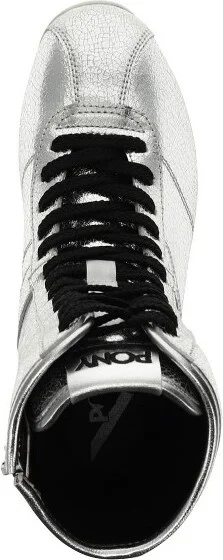 PONY Womens KO-80 High Vintage Metallic Genuine Leather Premium Lace Up Athletic Sneaker Shoe, Silver, Size - Image 2