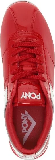 PONY Womens KO-Low Patent Genuine Leather Premium Lace Up Athletic Sneaker Shoe, Red/White, Size - Image 2