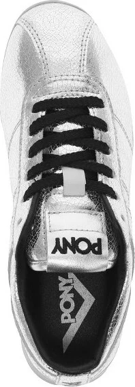 PONY Womens KO-Low Vintage Metallic Genuine Leather Premium Lace Up Athletic Sneaker Shoe, Silver, Size - Image 2