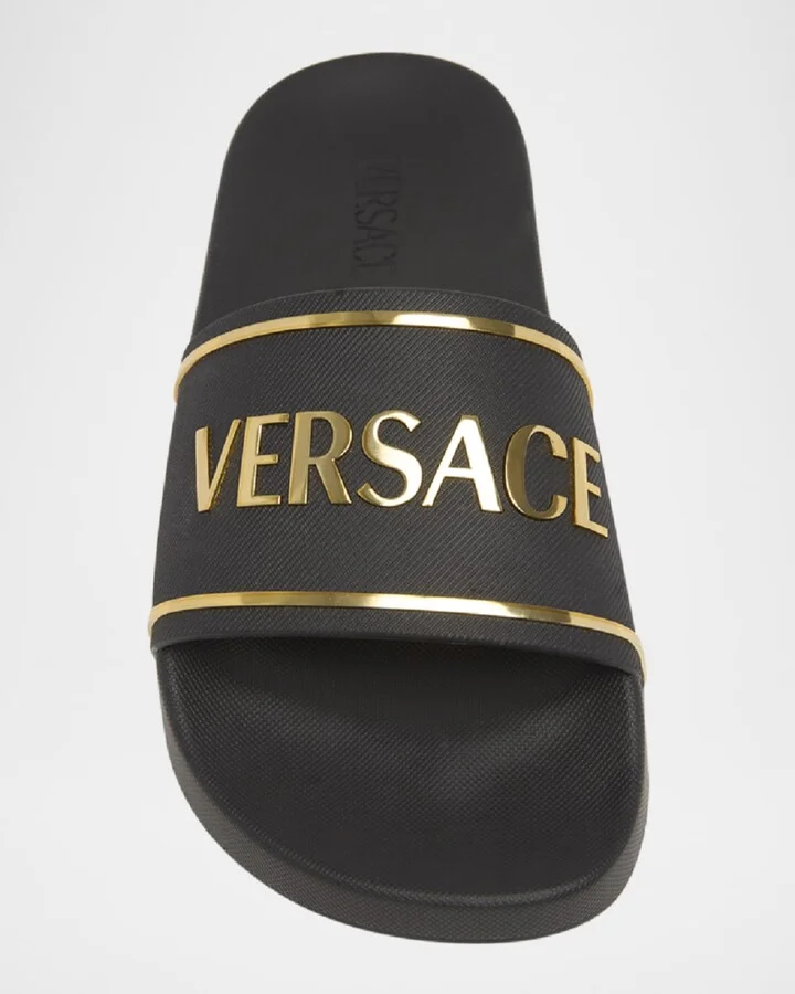 Pool Slides with Gold-Tone Logo - Image 7