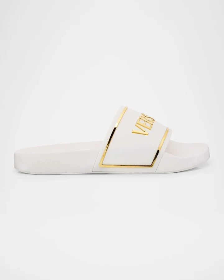 Pool Slides with Gold-Tone Logo