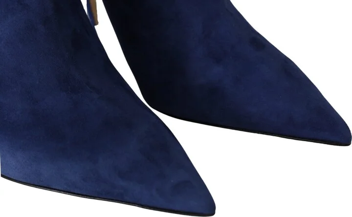 Pop Blue Crystal-Strap Heeled Women's Boots - Image 3