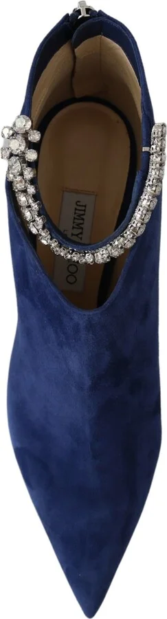 Pop Blue Crystal-Strap Heeled Women's Boots - Image 4