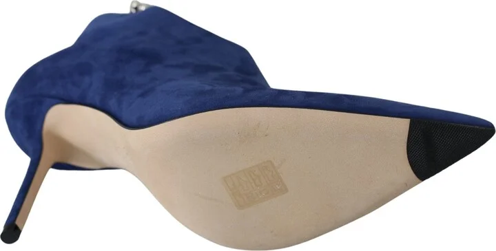 Pop Blue Crystal-Strap Heeled Women's Boots - Image 6