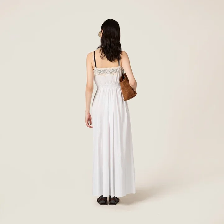 Poplin and lace midi-dress - Image 3