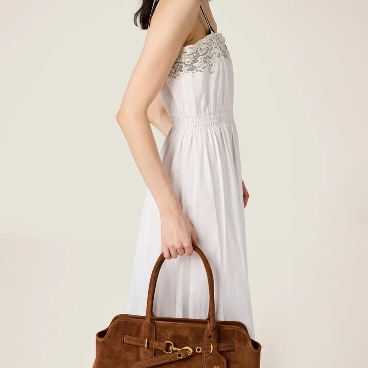 Poplin and lace midi-dress - Image 5