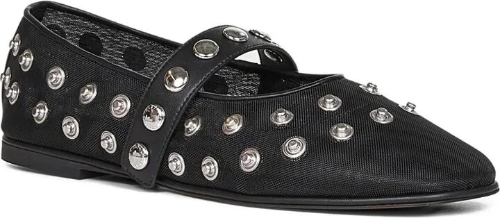 Popper-Embellished Round-Toe Flats - Image 2