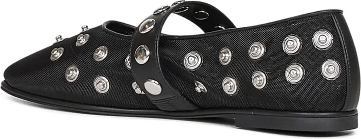 Popper-Embellished Round-Toe Flats - Image 3