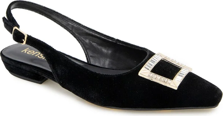 Poppi Crystal Buckle Slingback Flat