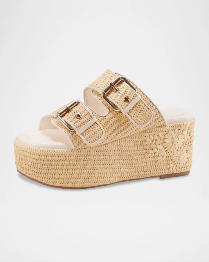 Poppy Floral Dual-Buckle Platform Sandals - Image 4