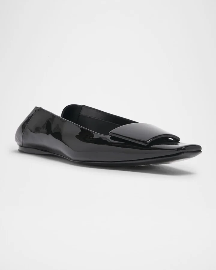 Poppy Patent Buckle Foldable Ballerina Flats - Image 10