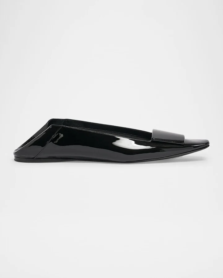 Poppy Patent Buckle Foldable Ballerina Flats