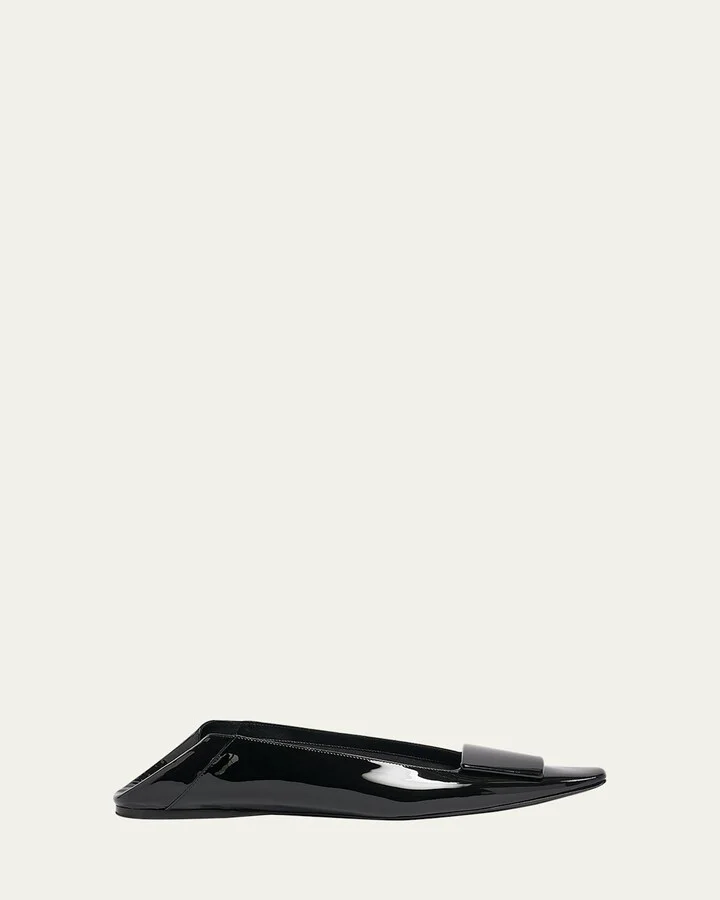 Poppy Patent Buckle Foldable Ballerina Flats