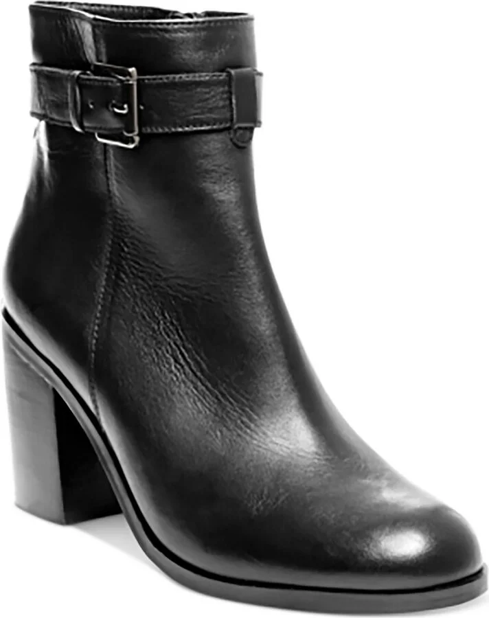Porshia Womens Leather Belted Ankle Boots
