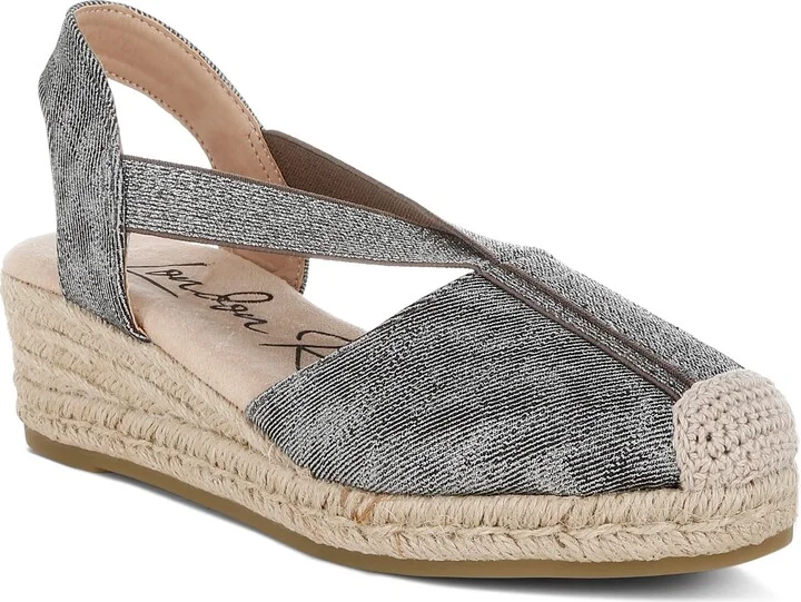 Port Side Metallic Espadrille Platform Wedge Pump