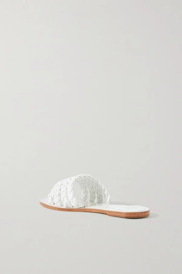 PORTE & PAIRE - Braided Leather Slides - White - Image 3