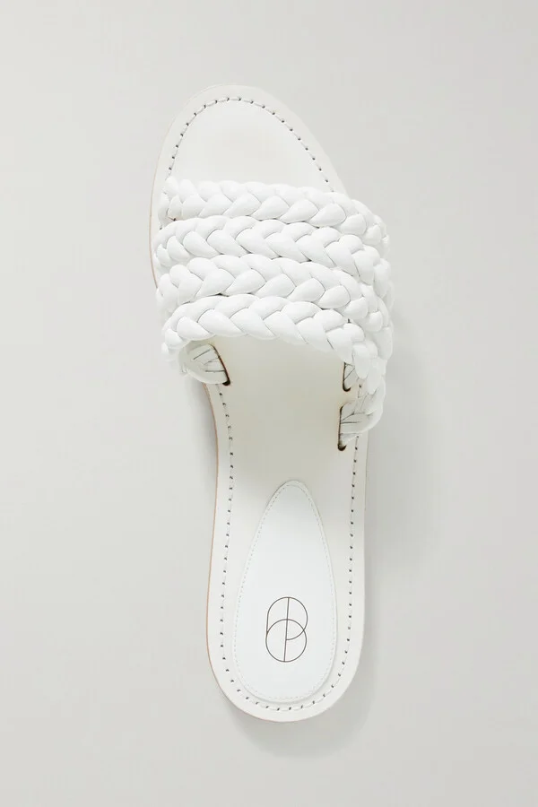PORTE & PAIRE - Braided Leather Slides - White - Image 5