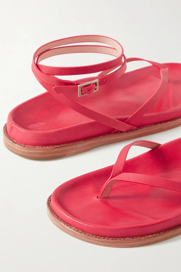 PORTE & PAIRE - Leather Sandals - Red - Image 4