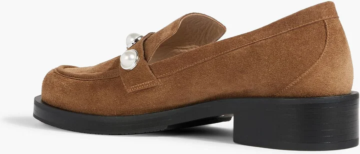 Portia faux pearl-embellished suede loafers - Image 3