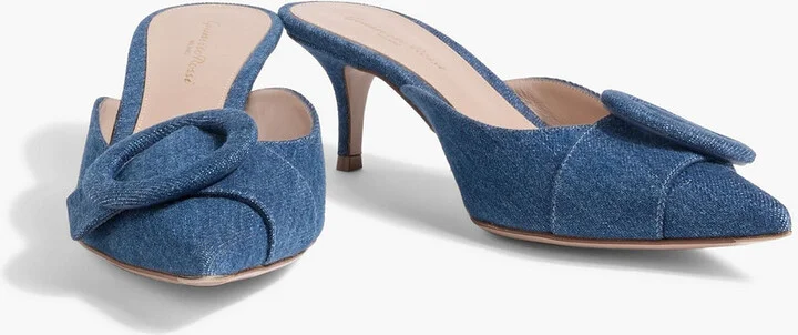 Portofino 55 buckled denim mules - Image 2