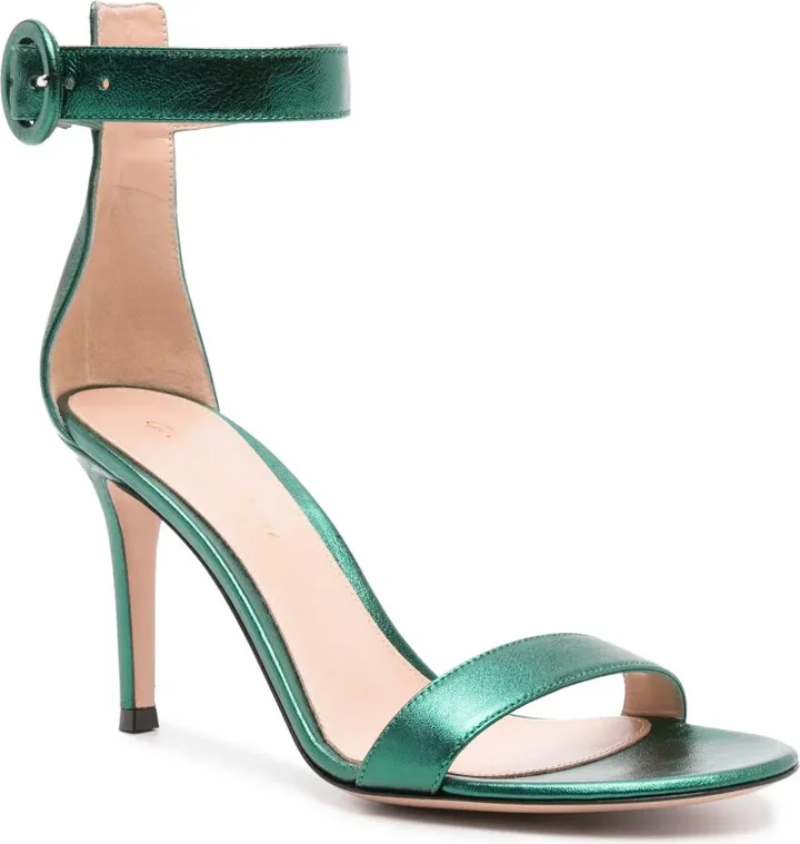 Portofino 85mm metallic-leather sandals - Image 2