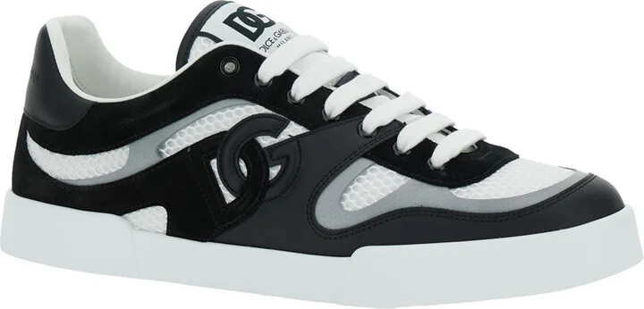 'portofino' Black And White Sneakers With Logo Patch On The Tongue And Logo Detail On The Side In Leather Blend Man - Image 2