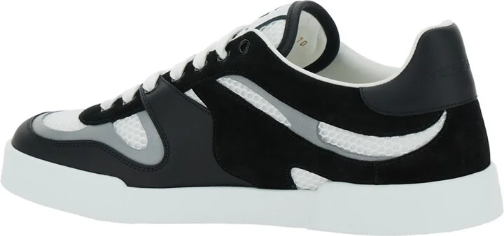 'portofino' Black And White Sneakers With Logo Patch On The Tongue And Logo Detail On The Side In Leather Blend Man - Image 3