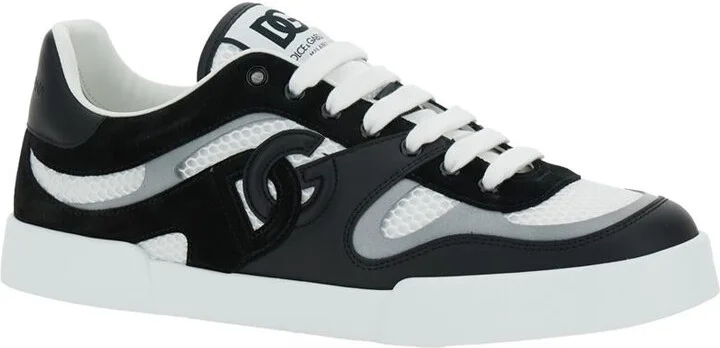 'Portofino' Black And White Sneakers With Logo Patch On The Tongue And Logo Detail On The Side In Leather Blend Man - Image 2