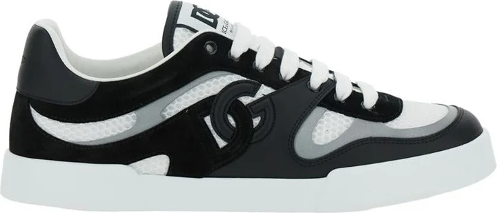 'Portofino' Black And White Sneakers With Logo Patch On The Tongue And Logo Detail On The Side In Leather Blend Man