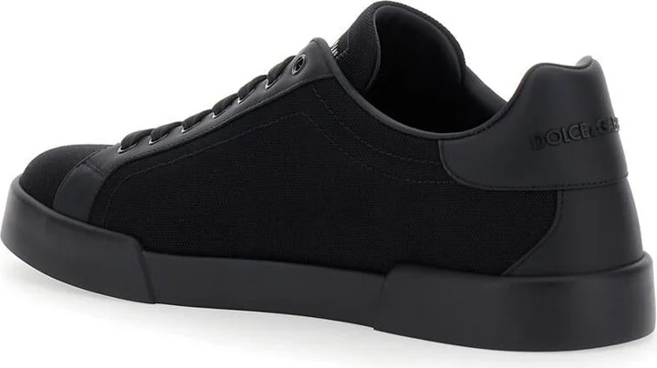 'Portofino' Black Low Top Sneakers With Logo Embroidery On The Side And Logo Patch On The Tongue In Cotton Blend Man - Image 3