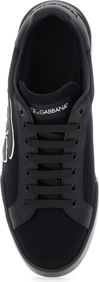 'Portofino' Black Low Top Sneakers With Logo Embroidery On The Side And Logo Patch On The Tongue In Cotton Blend Man - Image 4