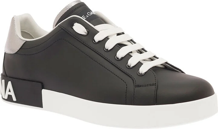 'portofino' Black Low Top Sneakers With Metal Heel Tab And Logo Patch In Leather Man - Image 2