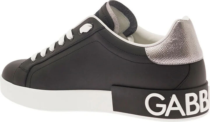 'portofino' Black Low Top Sneakers With Metal Heel Tab And Logo Patch In Leather Man - Image 3
