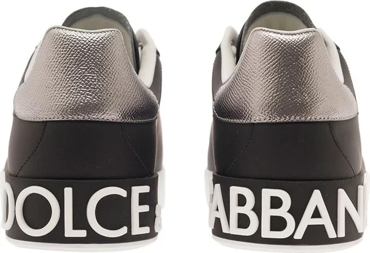 'Portofino' Black Low Top Sneakers With Metal Heel Tab And Logo Patch In Leather Man - Image 4