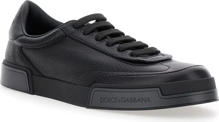 'portofino' Black Sneaker With Logo Print On The Sole In Hammered Leather Man - Image 2