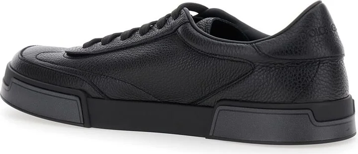 'portofino' Black Sneaker With Logo Print On The Sole In Hammered Leather Man - Image 3