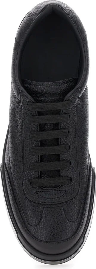 'portofino' Black Sneaker With Logo Print On The Sole In Hammered Leather Man - Image 4
